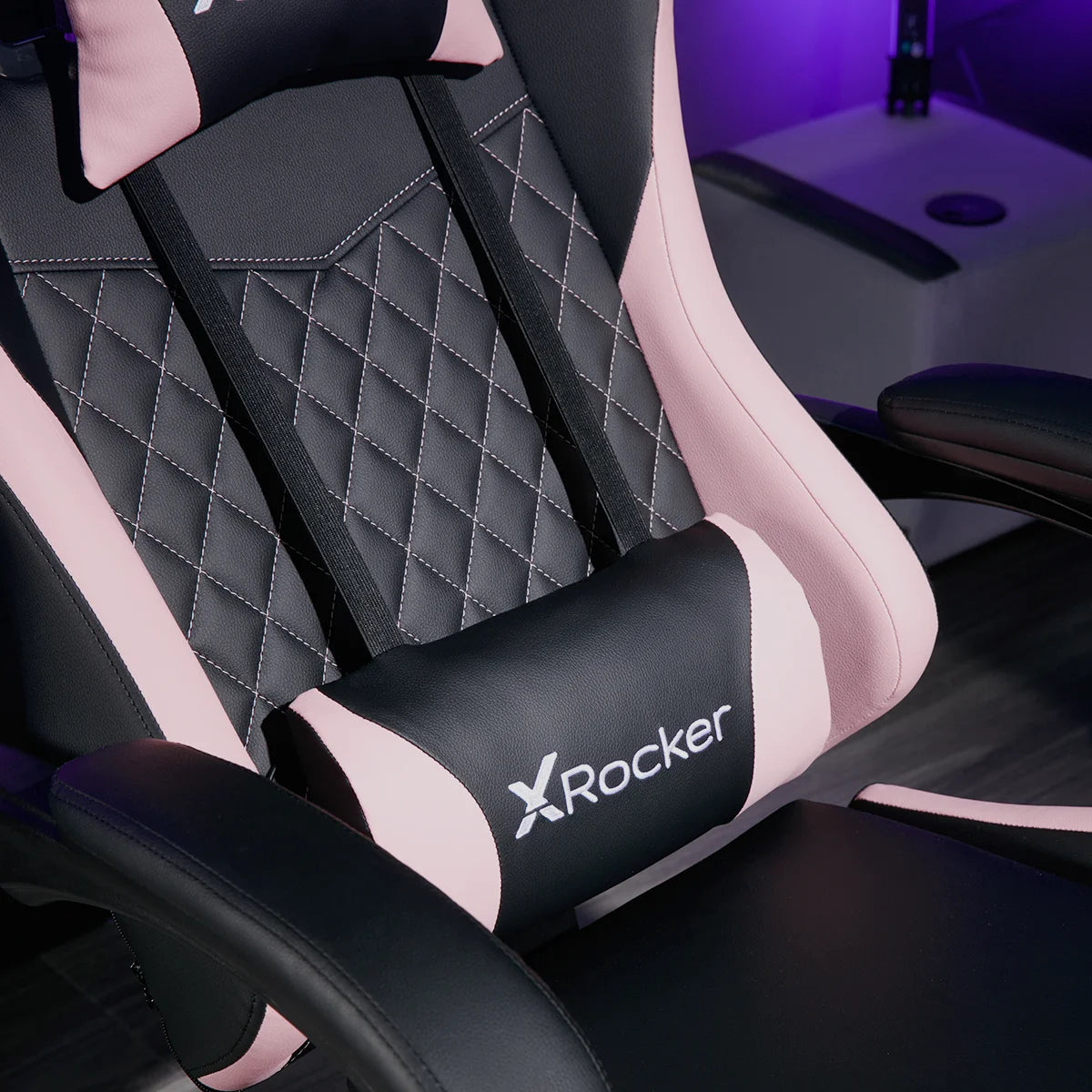 Apex PC Gaming Chair with Massage Function and Footrest, Pink