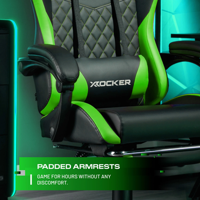 Apex PC Gaming Chair with Massage Function and Footrest, Green