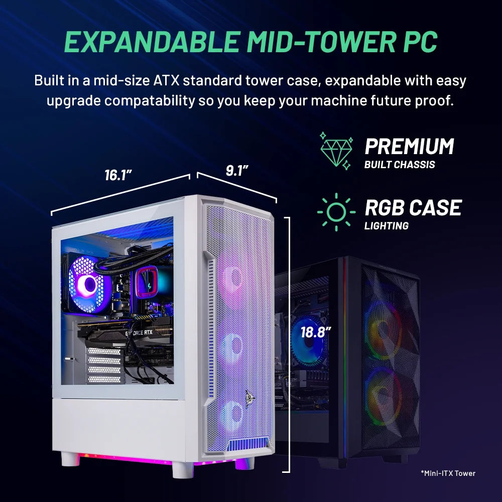 Skytech Archangel Gaming PC Desktop Intel Core I7 14700F NVIDIA Geforce RTX 5060 Ti 2TB Gen4 Nvme SSD 32GB DDR5 RAM, AIO Liquid Cooling Windows 11