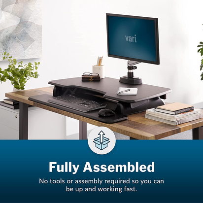 - desk Essential 36 - Two-Tier Standing Desk Converter for Monitor & Accessories - Height Adjustable Sit Stand Desk - Fully Assembled Monitor Riser for Home Office - 36