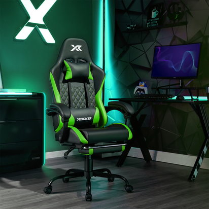 Apex PC Gaming Chair with Massage Function and Footrest, Green
