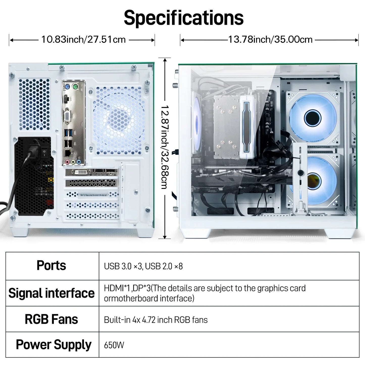 Gaming PC Desktop - AMD Ryzen 7 5700X, Geforce RTX 3050 6GB, 32GB DDR4, 1TB Nvme SSD, Wifi 6, Windows ,White