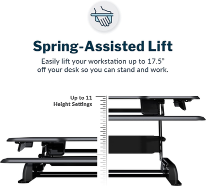 - desk Essential 36 - Two-Tier Standing Desk Converter for Monitor & Accessories - Height Adjustable Sit Stand Desk - Fully Assembled Monitor Riser for Home Office - 36