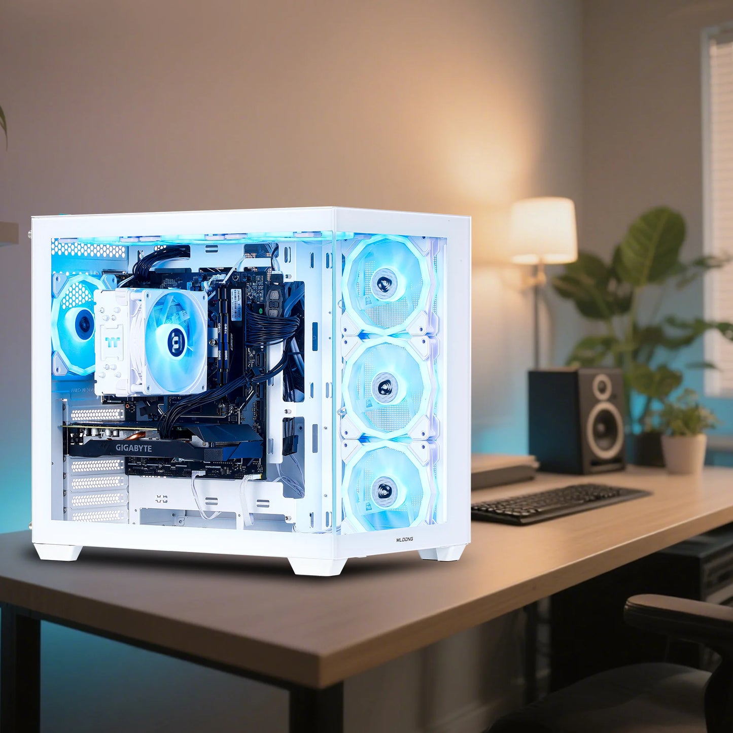 PC Gamer Gaming Desktop, AMD Ryzen 5 5500, Radeon RX 6600 8GB, 16GB DDR4, 1TB SSD, White, WIFI, Windows 11 Home