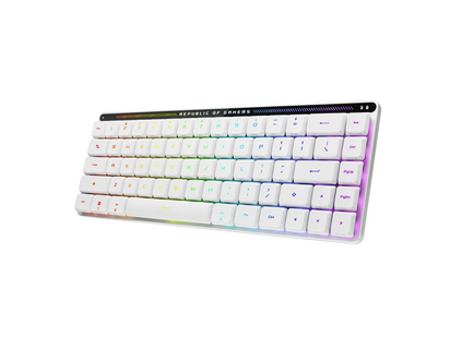 ROG Falchion RX Low Profile 65% Compact Wireless Gaming Keyboard with ROG RX Low-Profile Optical Switches, Tri-Mode Connection with ROG Speednova and Omni Receiver, Macos Support, White