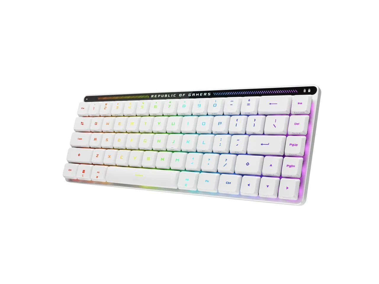 ROG Falchion RX Low Profile 65% Compact Wireless Gaming Keyboard with ROG RX Low-Profile Optical Switches, Tri-Mode Connection with ROG Speednova and Omni Receiver, Macos Support, White