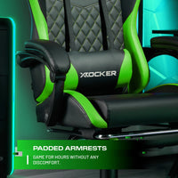 Apex PC Gaming Chair with Massage Function and Footrest, Green
