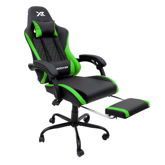 Apex PC Gaming Chair with Massage Function and Footrest, Green