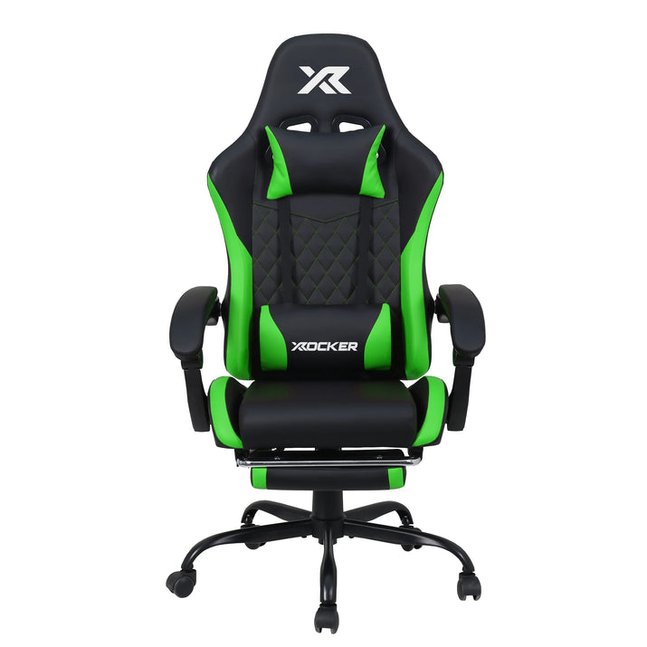 Apex PC Gaming Chair with Massage Function and Footrest, Green