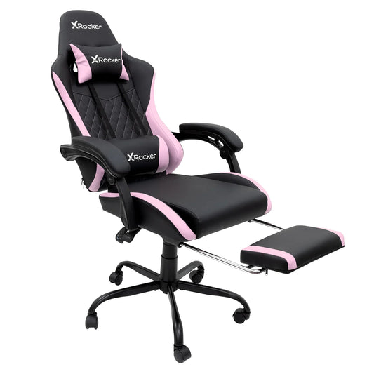 Apex PC Gaming Chair with Massage Function and Footrest, Pink