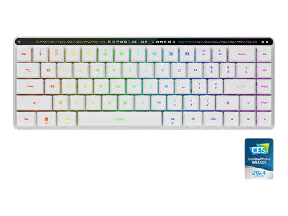 ROG Falchion RX Low Profile 65% Compact Wireless Gaming Keyboard with ROG RX Low-Profile Optical Switches, Tri-Mode Connection with ROG Speednova and Omni Receiver, Macos Support, White