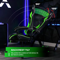 Apex PC Gaming Chair with Massage Function and Footrest, Green